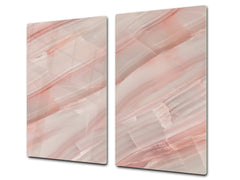 Chopping Board - Induction Cooktop Cover - Glass Cutting Board D22 Marbles 2 Series: Carrara pink marble
