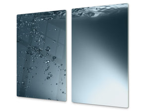 CUTTING BOARD and Cooktop Cover - Impact & Shatter Resistant Glass D02 Water Series: Water 1