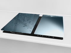 CUTTING BOARD and Cooktop Cover - Impact & Shatter Resistant Glass D02 Water Series: Water 1