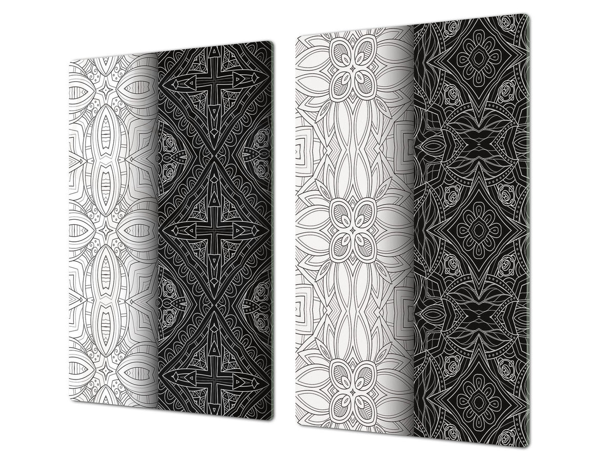 Glass Kitchen Board 60D20: Black & White texture