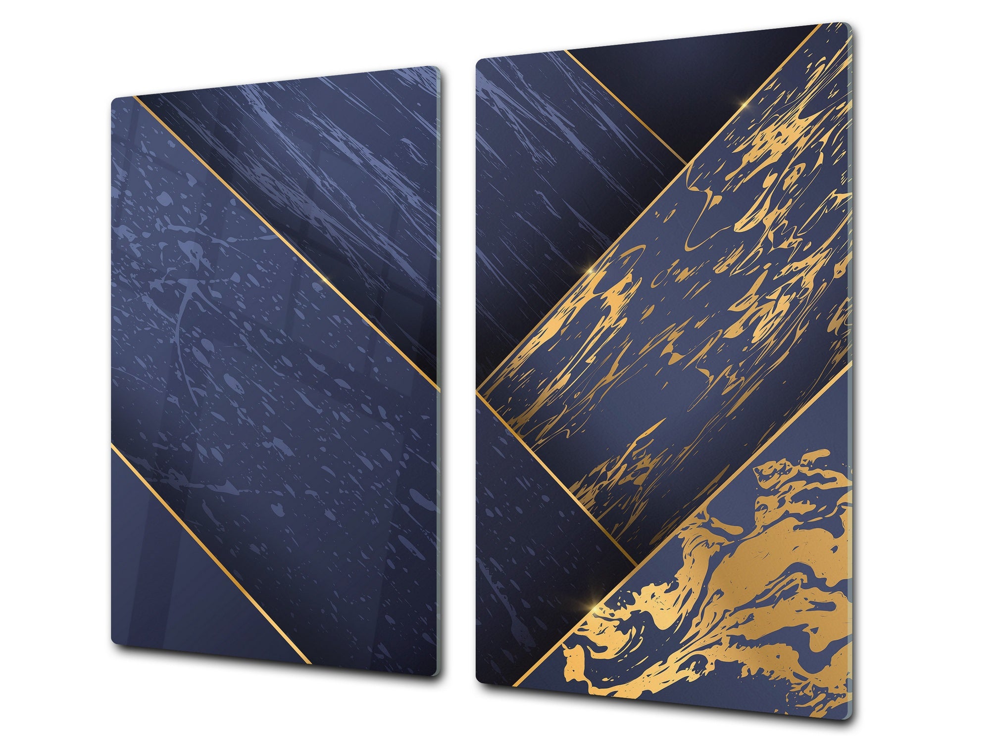 TEMPERED GLASS CHOPPING BOARD – Glass Cutting Board and Worktop Saver – Worktop protector; MEASURES: SINGLE: 60 x 52 cm (23,62” x 20,47”); DOUBLE: 30 x 52 cm (11,81” x 20,47”); D30 Decorative Surfaces Series: Luxury blue panels