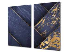 TEMPERED GLASS CHOPPING BOARD – Glass Cutting Board and Worktop Saver – Worktop protector; MEASURES: SINGLE: 60 x 52 cm (23,62” x 20,47”); DOUBLE: 30 x 52 cm (11,81” x 20,47”); D30 Decorative Surfaces Series: Luxury blue panels