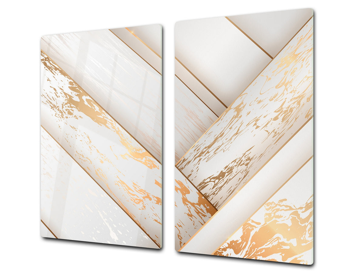 TEMPERED GLASS CHOPPING BOARD – Glass Cutting Board and Worktop Saver – Worktop protector; MEASURES: SINGLE: 60 x 52 cm (23,62” x 20,47”); DOUBLE: 30 x 52 cm (11,81” x 20,47”); D30 Decorative Surfaces Series: Luxury white panels