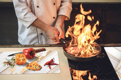 TEMPERED GLASS CHOPPING BOARD – Glass Cutting Board and Worktop Saver – Worktop protector; MEASURES: SINGLE: 60 x 52 cm (23,62” x 20,47”); DOUBLE: 30 x 52 cm (11,81” x 20,47”); D30 Decorative Surfaces Series: Luxury white panels