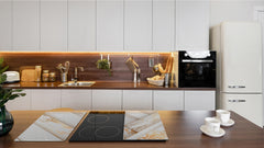 TEMPERED GLASS CHOPPING BOARD – Glass Cutting Board and Worktop Saver – Worktop protector; MEASURES: SINGLE: 60 x 52 cm (23,62” x 20,47”); DOUBLE: 30 x 52 cm (11,81” x 20,47”); D30 Decorative Surfaces Series: Luxury white panels