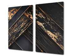 TEMPERED GLASS CHOPPING BOARD – Glass Cutting Board and Worktop Saver – Worktop protector; MEASURES: SINGLE: 60 x 52 cm (23,62” x 20,47”); DOUBLE: 30 x 52 cm (11,81” x 20,47”); D30 Decorative Surfaces Series: Luxury black panels