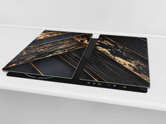 TEMPERED GLASS CHOPPING BOARD – Glass Cutting Board and Worktop Saver – Worktop protector; MEASURES: SINGLE: 60 x 52 cm (23,62” x 20,47”); DOUBLE: 30 x 52 cm (11,81” x 20,47”); D30 Decorative Surfaces Series: Luxury black panels