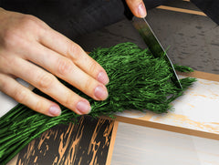 TEMPERED GLASS CHOPPING BOARD – Glass Cutting Board and Worktop Saver – Worktop protector; MEASURES: SINGLE: 60 x 52 cm (23,62” x 20,47”); DOUBLE: 30 x 52 cm (11,81” x 20,47”); D30 Decorative Surfaces Series: Black and white interwoven with gold 1