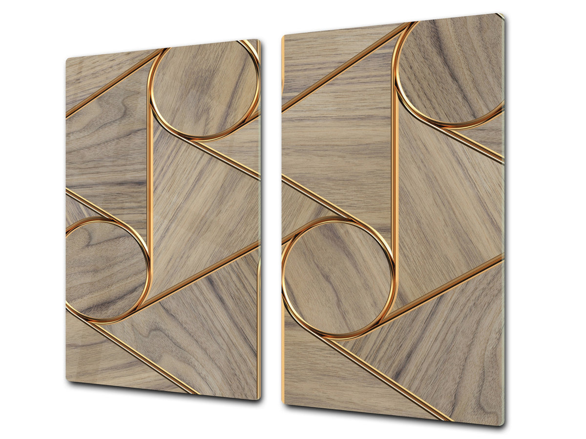 TEMPERED GLASS CHOPPING BOARD – Glass Cutting Board and Worktop Saver – Worktop protector; MEASURES: SINGLE: 60 x 52 cm (23,62” x 20,47”); DOUBLE: 30 x 52 cm (11,81” x 20,47”); D30 Decorative Surfaces Series: Circles and triangles