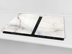 Tempered GLASS Kitchen Board – Impact & Scratch Resistant; D22 Marbles 2 Series: White marble design