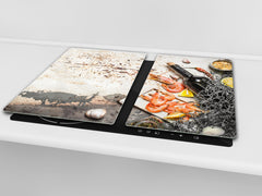 Tempered GLASS Cutting Board 60D16: Shrimp with wine