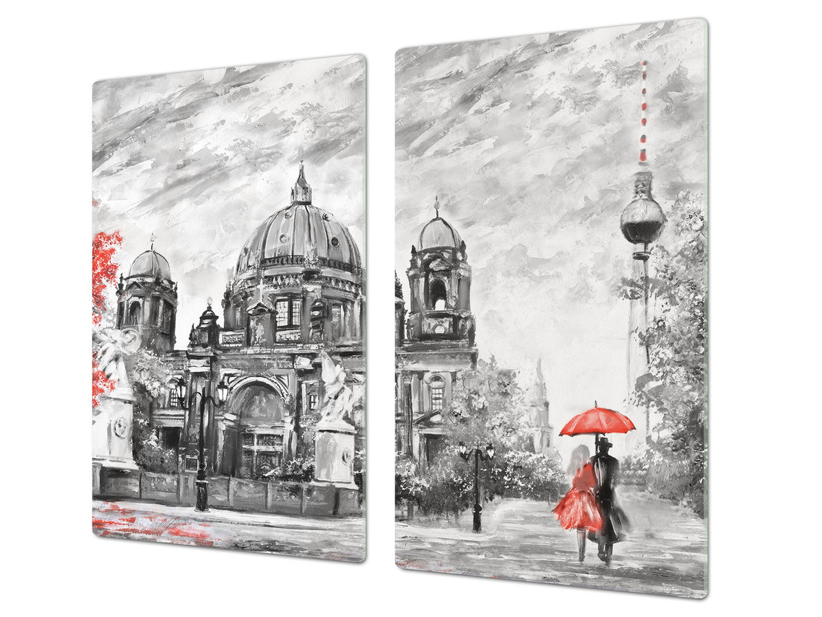 UNIQUE Tempered GLASS Kitchen Board 60D05A: Romantic walk 1