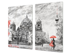 UNIQUE Tempered GLASS Kitchen Board 60D05A: Romantic walk 1