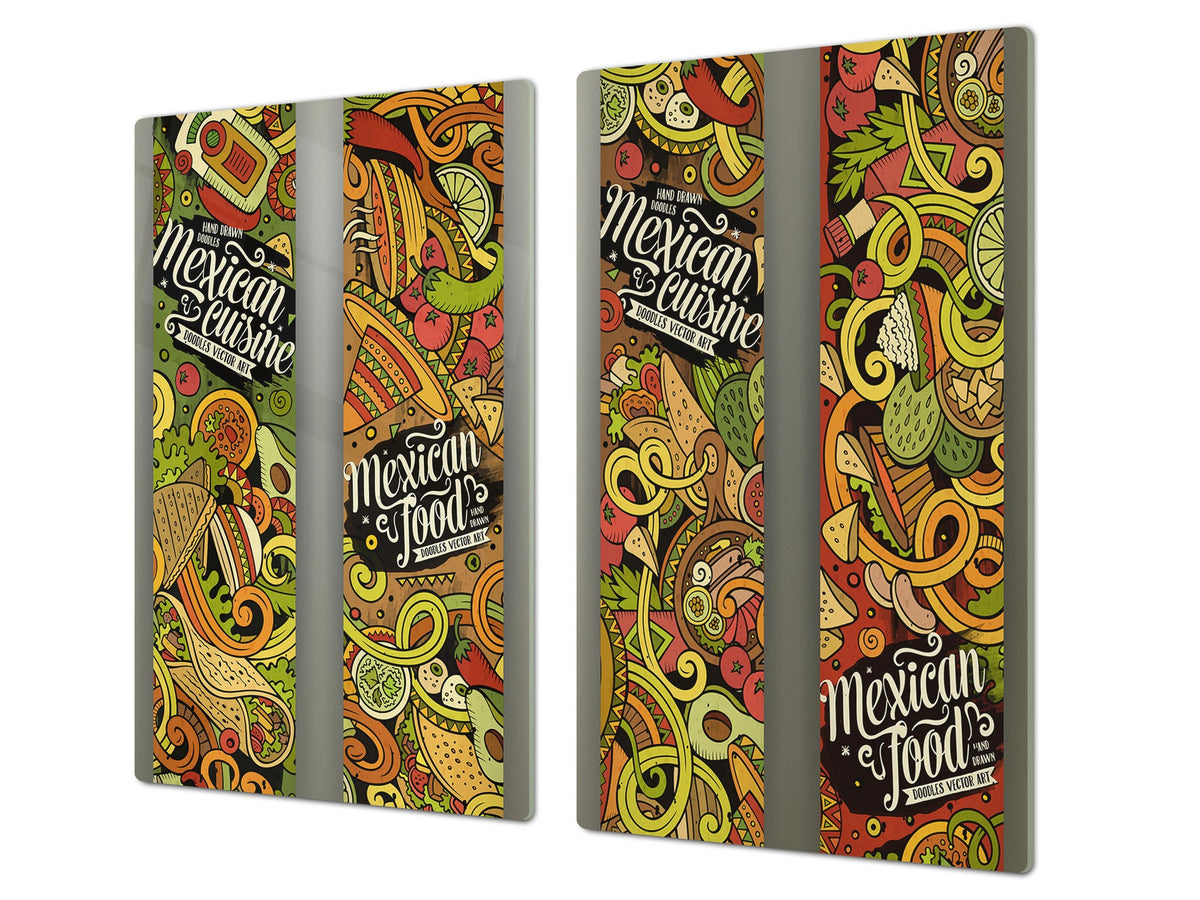 Tempered GLASS Cutting Board 60D16: Mexic food