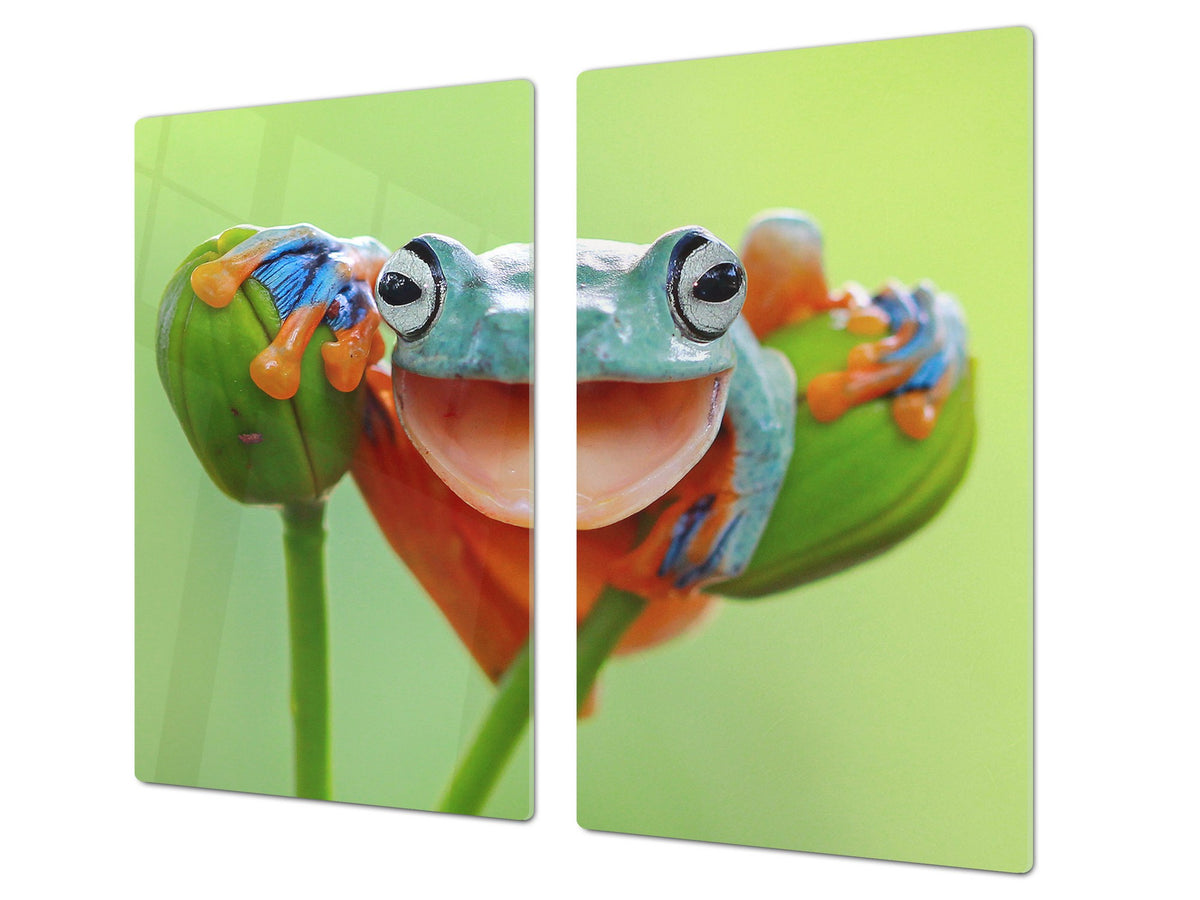 Tempered GLASS Cutting Board 60D01: A smiling frog 1