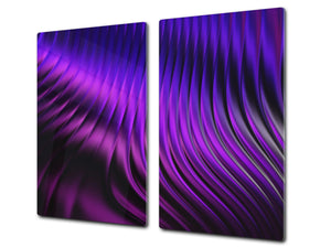 UNIQUE Tempered GLASS Kitchen Board – Scratch Resistant Glass Cutting Board – Glass Countertop MEASURES: SINGLE: 60 x 52 cm (23,62” x 20,47”); DOUBLE: 30 x 52 cm (11,81” x 20,47”); D29 Colourful Variety Series: Purple fabric 2