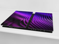 UNIQUE Tempered GLASS Kitchen Board – Scratch Resistant Glass Cutting Board – Glass Countertop MEASURES: SINGLE: 60 x 52 cm (23,62” x 20,47”); DOUBLE: 30 x 52 cm (11,81” x 20,47”); D29 Colourful Variety Series: Purple fabric 2