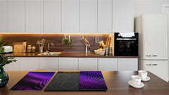 UNIQUE Tempered GLASS Kitchen Board – Scratch Resistant Glass Cutting Board – Glass Countertop MEASURES: SINGLE: 60 x 52 cm (23,62” x 20,47”); DOUBLE: 30 x 52 cm (11,81” x 20,47”); D29 Colourful Variety Series: Purple fabric 2