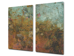 Chopping Board -  Impact & Scratch Resistant - Glass Cutting Board D24 Rusted textures Series: Colorfoul tarnished copper