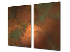 Chopping Board -  Impact & Scratch Resistant - Glass Cutting Board D24 Rusted textures Series: Oxidized copper with green accents