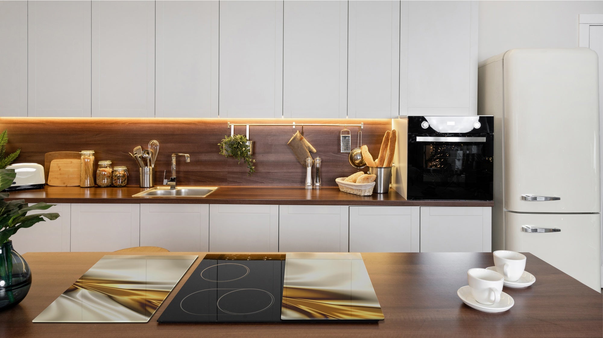 Tempered GLASS Cutting Board – Worktop saver and Pastry Board – Glass Kitchen Board; MEASURES: SINGLE: 60 x 52 cm (23,62” x 20,47”); DOUBLE: 30 x 52 cm (11,81” x 20,47”); D28 Golden Waves Series: Golden spike