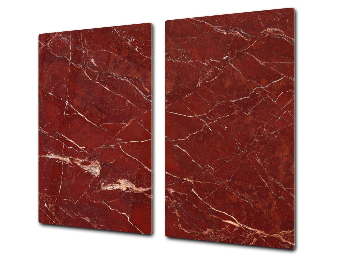 Chopping Board - Induction Cooktop Cover - Glass Cutting Board D22 Marbles 2 Series: Polished red mineral