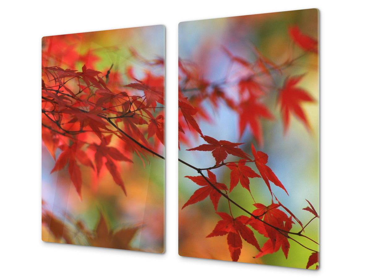 Tempered GLASS Kitchen Board – Impact & Scratch Resistant; D08 Nature Series: Leaves 12