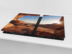 Planche à découper en verre trempé ; D08  Série Nature: Montagnes 3