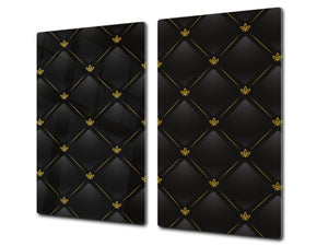 TEMPERED GLASS CHOPPING BOARD – Glass Cutting Board and Worktop Saver – Worktop protector; MEASURES: SINGLE: 60 x 52 cm (23,62” x 20,47”); DOUBLE: 30 x 52 cm (11,81” x 20,47”); D30 Decorative Surfaces Series: Vector black leather background
