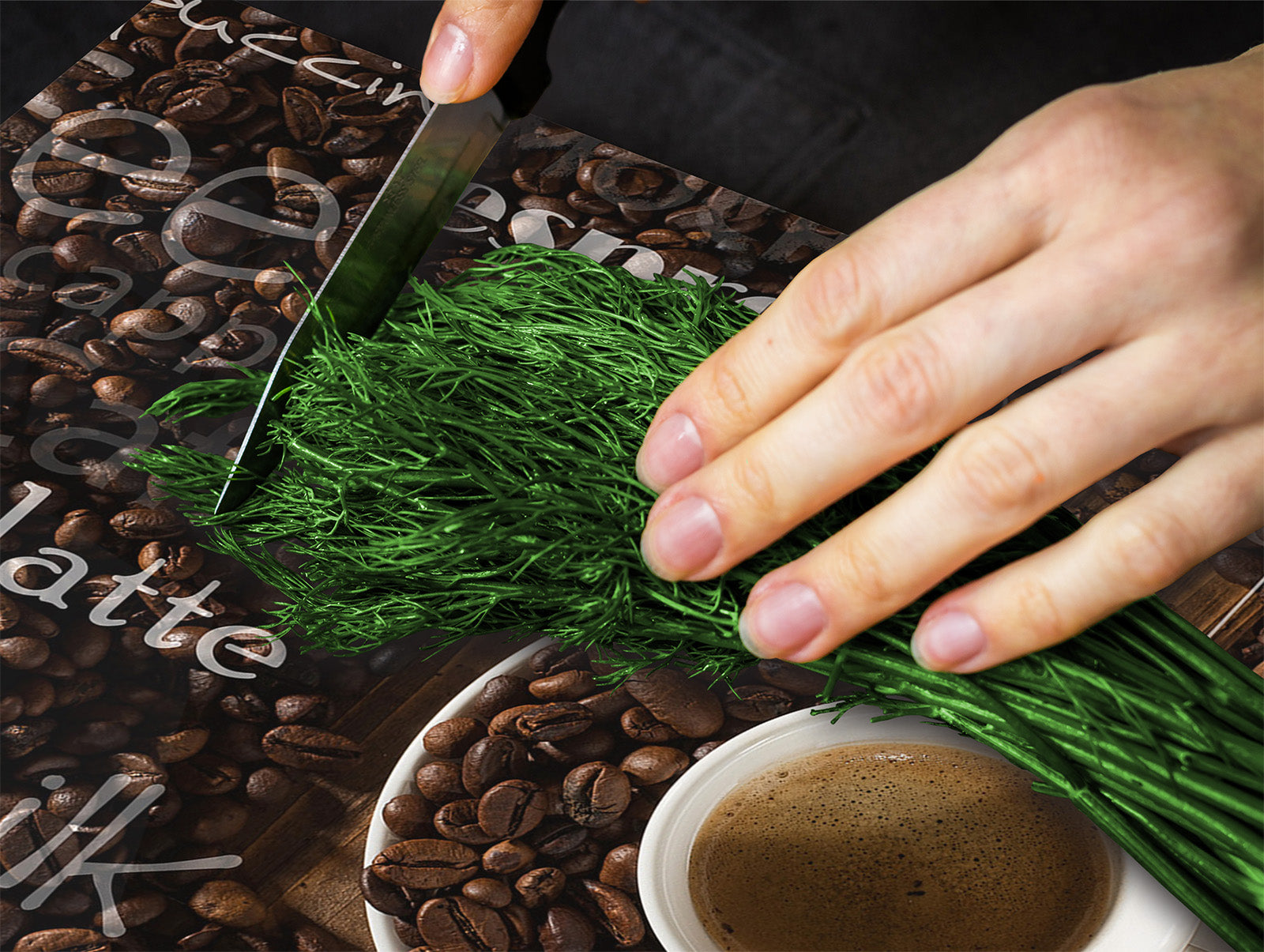 Küchenbrett 60D07: Kaffeeaufschrift 2