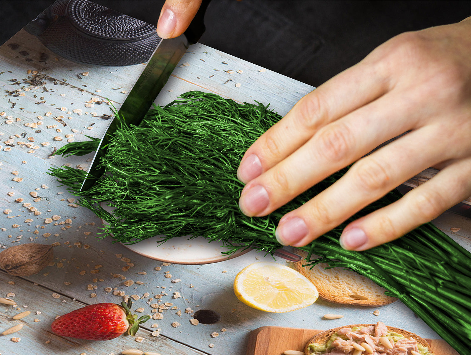 Tempered GLASS Cutting Board 60D16: Breakfast 1