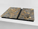 Chopping Board - Induction Cooktop Cover - Glass Cutting Board D22 Marbles 2 Series: Agate interwoven with gold