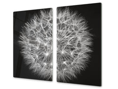 Cubre vitros de cristal templado - Tabla para cortar de cristal – Tabla para amasar y protector de vitro D06 Serie Flores: Diente de león 4
