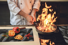 TEMPERED GLASS CHOPPING BOARD – Glass Cutting Board and Worktop Saver – Worktop protector; MEASURES: SINGLE: 60 x 52 cm (23,62” x 20,47”); DOUBLE: 30 x 52 cm (11,81” x 20,47”); D30 Decorative Surfaces Series: Black waves