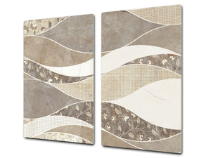 Tempered GLASS Kitchen Board – Impact & Scratch Resistant D27 Vintage leaves and patterns Series: Versatile tile pattern