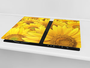 Planche à découper en verre – Couvre-plaques de cuisson D06 Série Fleurs: Tournesol 3