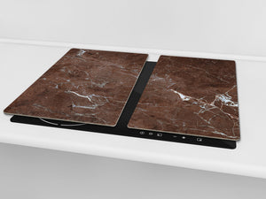Chopping Board - Induction Cooktop Cover - Glass Cutting Board D22 Marbles 2 Series: Polished brown stone