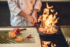 Tempered GLASS Cutting Board – Worktop saver and Pastry Board – Glass Kitchen Board; MEASURES: SINGLE: 60 x 52 cm (23,62” x 20,47”); DOUBLE: 30 x 52 cm (11,81” x 20,47”); D28 Golden Waves Series: Golden metal strips