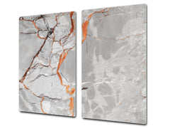 Chopping Board - Induction Cooktop Cover - Glass Cutting Board D22 Marbles 2 Series: Glossy slab marble texture