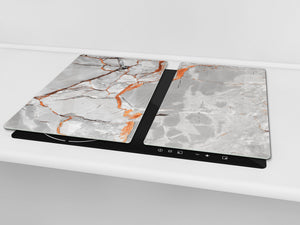 Chopping Board - Induction Cooktop Cover - Glass Cutting Board D22 Marbles 2 Series: Glossy slab marble texture