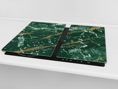 Chopping Board - Induction Cooktop Cover D21 Marbles 1 Series: Green marble with golden veins 1