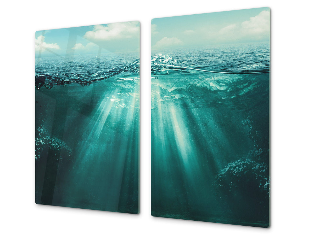 Planche de cuisine en VERRE trempé; D02 Série Eau: Eau 20