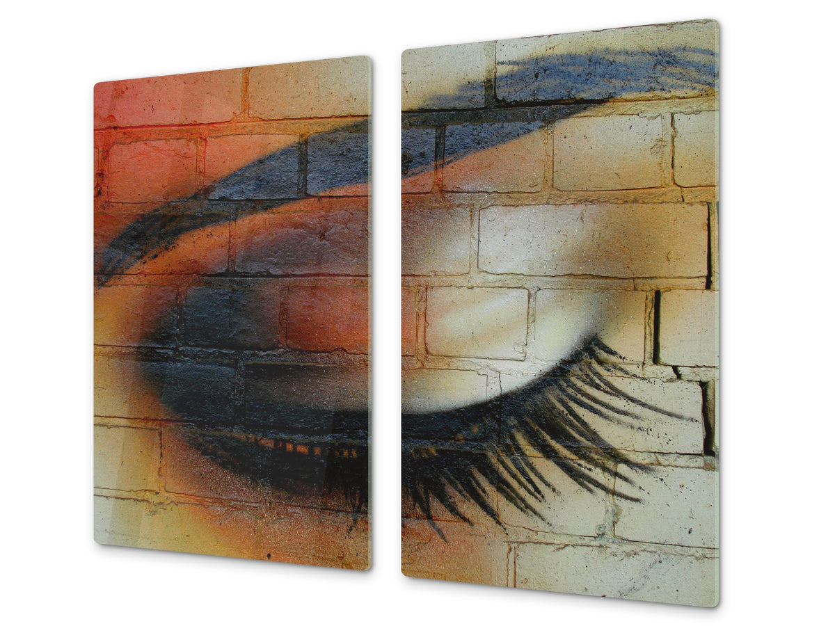 Tempered GLASS Kitchen Board D09 Other: Graffiti On Brick