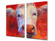 Induction Cooktop Cover –Shatter Resistant Glass Kitchen Board – Hob cover; MEASURES: SINGLE: 60 x 52 cm (23,62” x 20,47”); DOUBLE: 30 x 52 cm (11,81” x 20,47”); D32 Paintings Series: Pastel cow