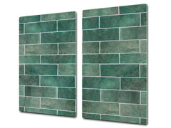 KITCHEN BOARD & Induction Cooktop Cover – Glass Pastry Board D25 Textures and tiles 1 Series: Green vintage ceramic tiles 2