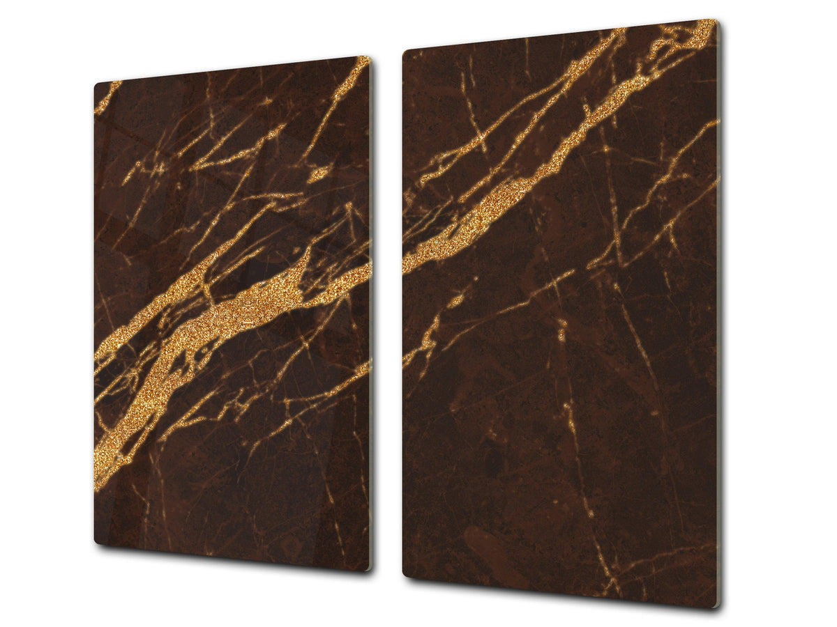 Chopping Board - Induction Cooktop Cover - Glass Cutting Board D22 Marbles 2 Series: Abstract brown