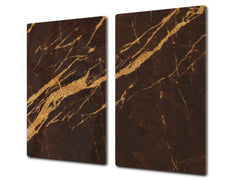 Chopping Board - Induction Cooktop Cover - Glass Cutting Board D22 Marbles 2 Series: Abstract brown