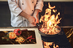 Chopping Board - Induction Cooktop Cover - Glass Cutting Board D22 Marbles 2 Series: Abstract brown