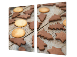 TEMPERED GLASS CHOPPING BOARD 60D13: Christmas tree cookies