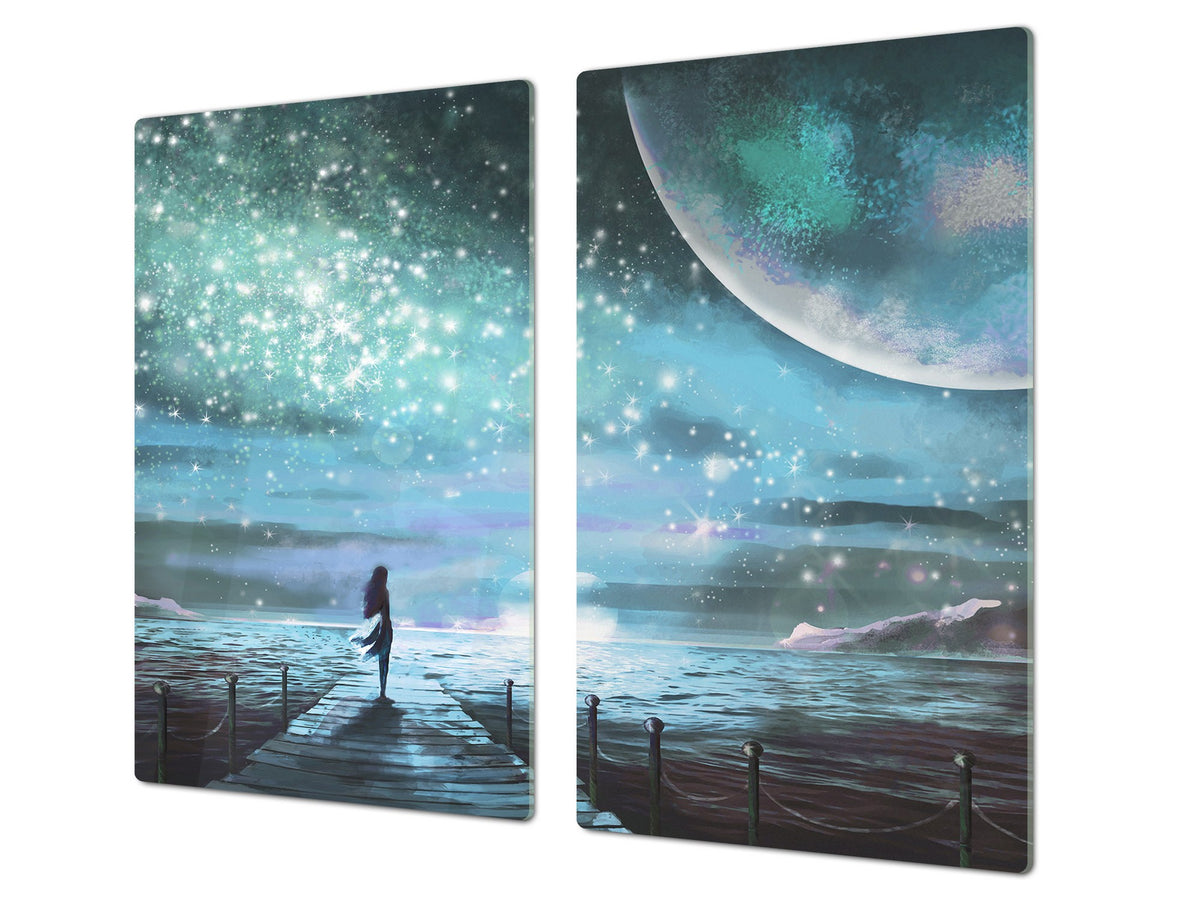 Glass Pastry Board 60D18: Moonlit night